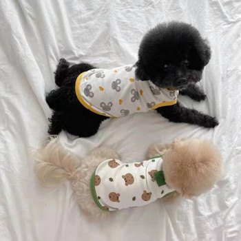 Дрехи за домашни кучета Кученце Лятна жилетка Тънък померански джъмпер Тениска с принт на мечка Теди Карикатурно облекло Продукти за кучета XS-XL