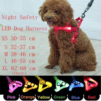 USB акумулаторен светещ колан за кучета без издърпване LED светлина Нощен безопасен найлонов нашийник за куче за домашни любимци Led светещ колан за осветление за кучета Бягащ