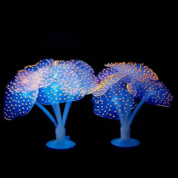 1 бр. Силиконов светещ изкуствен аквариум Аквариум Коралови растения Подводен орнамент Аквариум Аксесоари за аквариум
