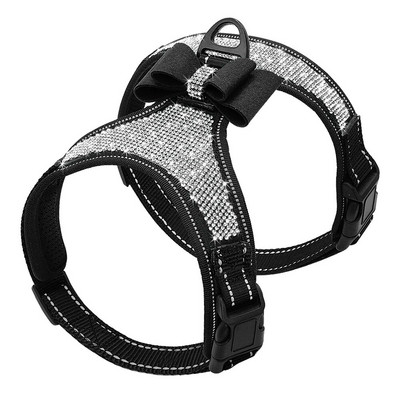 Šviesą atspindintys šunų diržai Nailonas Pitbull Mopsas Mažiems Vidutiniams Šunims Petnešos Liemenės Bling Kalnų krištolas Bowknot Šunų Priedai Naminių gyvūnėlių reikmenys