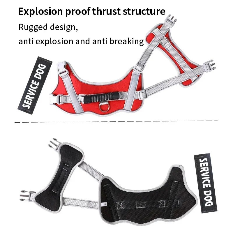 Servisa suņu iejūga ar pielāgotu ID tagu Regulējama suņu iejūga Suņu vestes pavada lieliem suņiem Āra suņu apmācības piederumi
