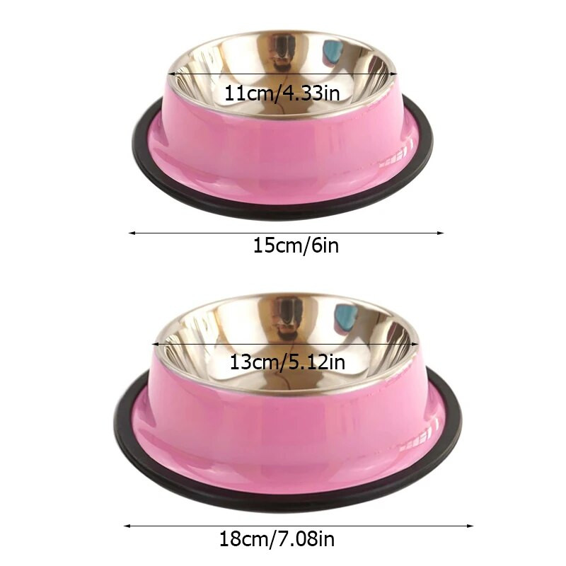 Színes etetőtálak etetőtálak macskakutyák számára, Hordozható, rozsdamentes acélból készült aranyos tál vízivó csésze állatetető kellékek