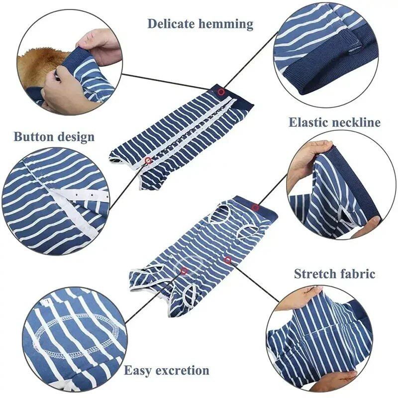 Costum de sterilizare respirabil pentru animale de companie, haine de recuperare pentru chirurgie pentru câini, pentru câini de talie mică și mari, anti-ling, cățeluș, pisici, vestă, costum de buldog