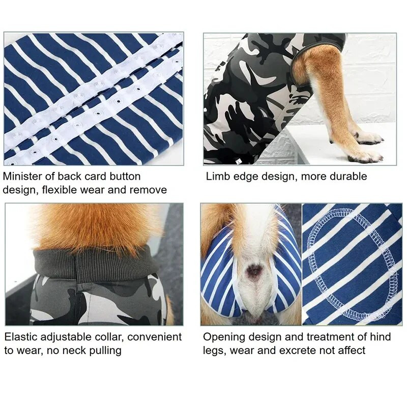 Costum de sterilizare respirabil pentru animale de companie, haine de recuperare pentru chirurgie pentru câini, pentru câini de talie mică și mari, anti-ling, cățeluș, pisici, vestă, costum de buldog