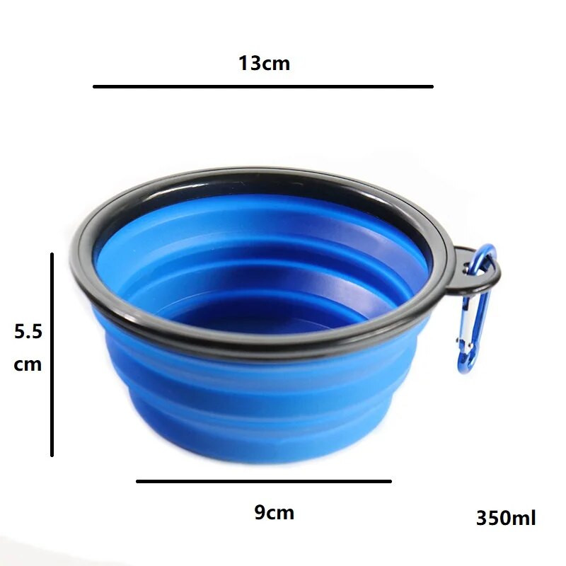 350 ml pārnēsājama āra neplīstoša ūdens pārtikas krūze ar sprādzi TPE salokāma mājdzīvnieka bļoda