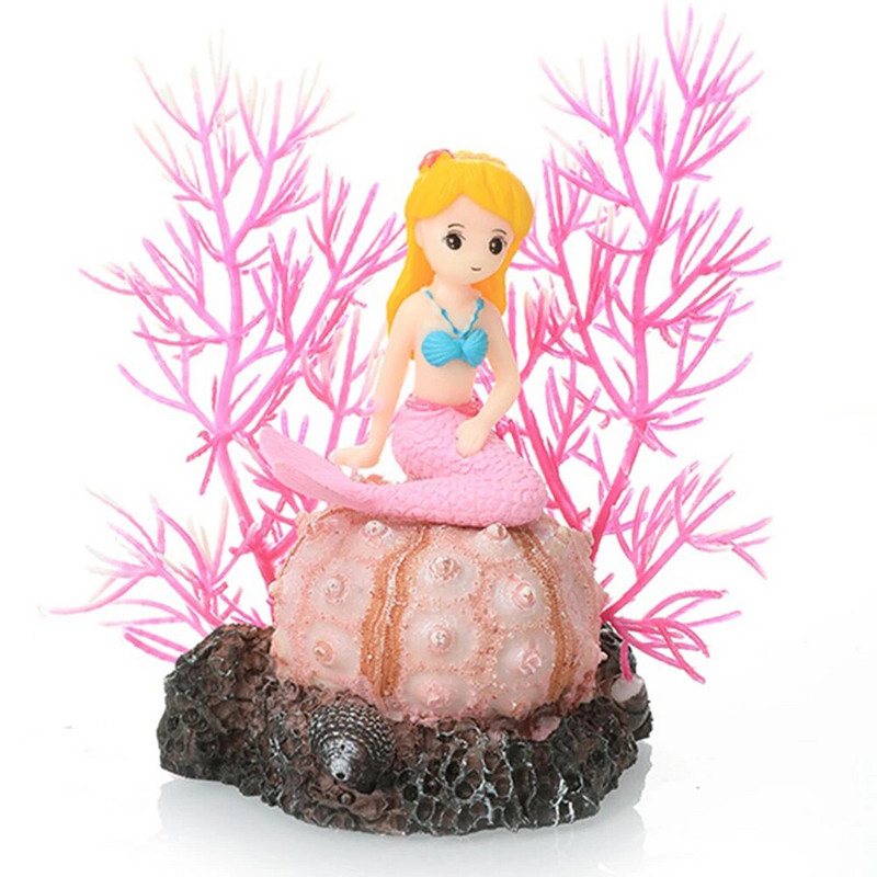 Akvárium dekoráció szimuláció korall sellő gyanta táj díszek kisállat kiegészítők dekoráció akváriumhoz