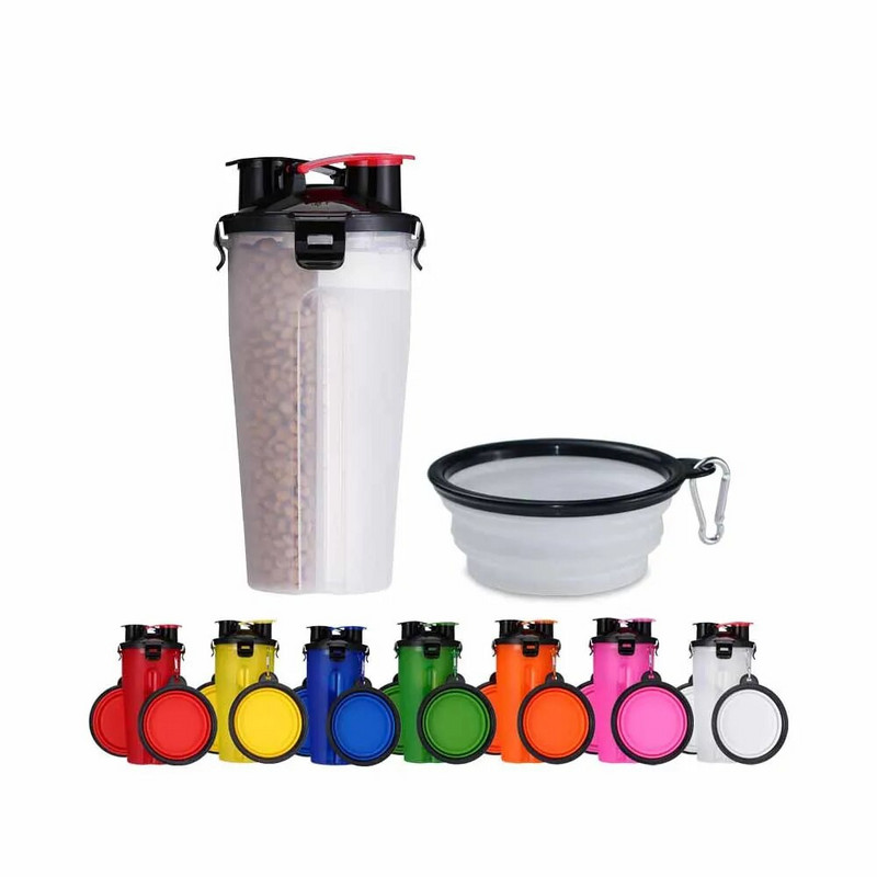 Kućni ljubimci za izlazak Dvostruka šalica s vodom za hranu prijenosna boca s pitkom vodom kuhalo za vodu plus sklopiva posuda za hranu za pse vanjska prateća šalica za vodu