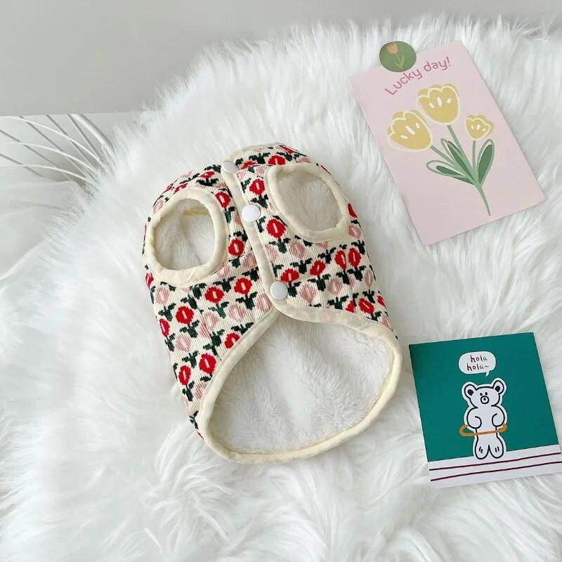 Aranyos Virág Kisállat Ruhák Kölykök Tulipánok Kutya Mellények Macska Kétlábúak Teddy Meleg Téli Macska Kutya Kabát Kölyök Ruházat Kutya Jelmez Kabátok