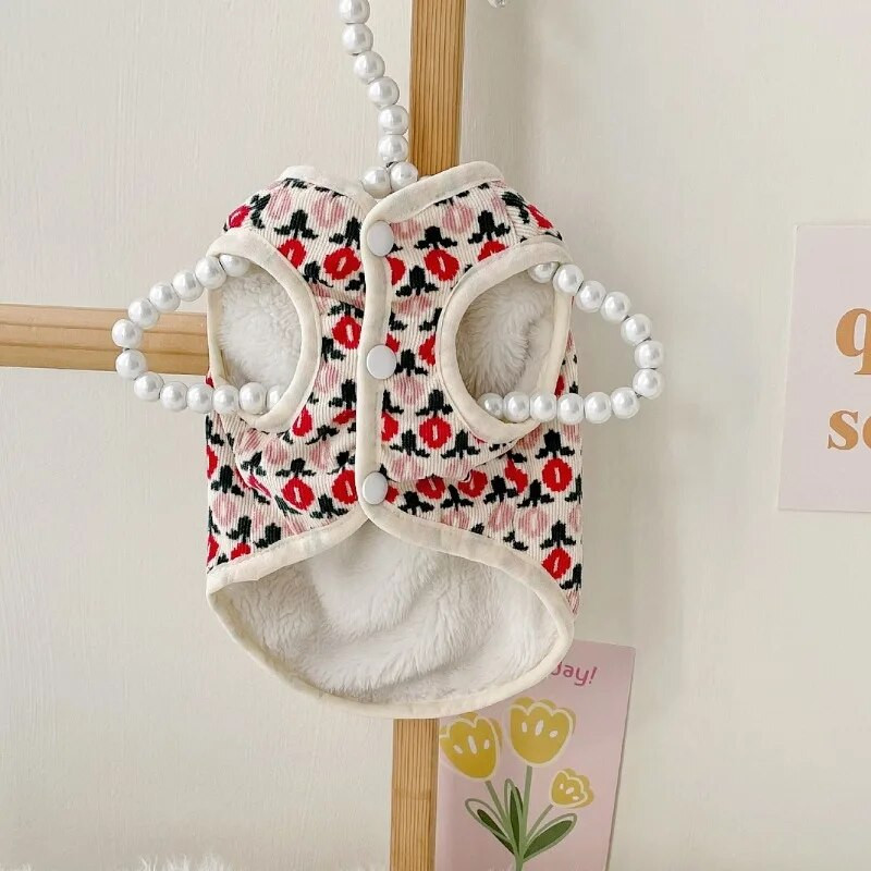 Aranyos Virág Kisállat Ruhák Kölykök Tulipánok Kutya Mellények Macska Kétlábúak Teddy Meleg Téli Macska Kutya Kabát Kölyök Ruházat Kutya Jelmez Kabátok