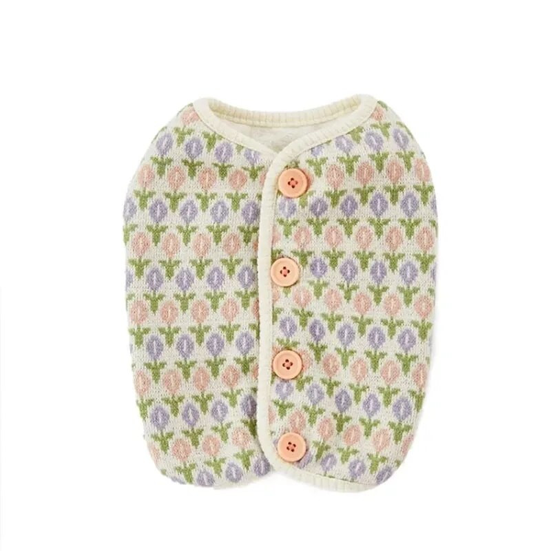 Jesen Zima Prsluk za psiće Pleteni mali cvjetni prsluk Topli džemper za malenog psa Ins Wind Cat Odjeća za dvonožne ljubimce Kostim