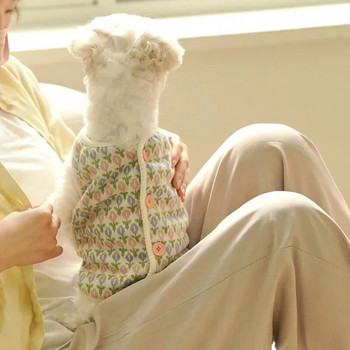 Φθινοπωρινό χειμωνιάτικο γιλέκο σκύλου για κουτάβι Πλεκτό μικρό γιλέκο λουλουδιών Small dog ζεστό πουλόβερ Ins Wind Cat με δύο πόδια Ρούχα για κατοικίδια
