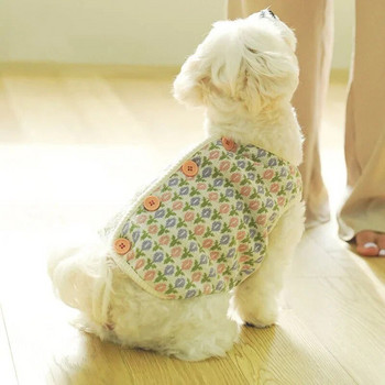 Φθινοπωρινό χειμωνιάτικο γιλέκο σκύλου για κουτάβι Πλεκτό μικρό γιλέκο λουλουδιών Small dog ζεστό πουλόβερ Ins Wind Cat με δύο πόδια Ρούχα για κατοικίδια