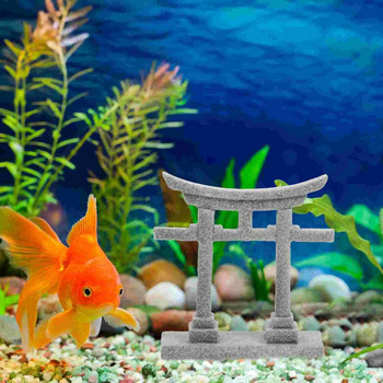 S/L Декорация на аквариум Японска порта Тории Миниатюрен орнамент Аквариум Градински храм Шинтоистки пейзаж Микро декорация от пясъчник