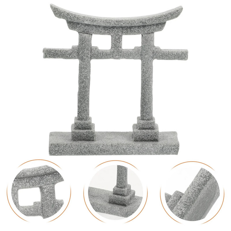 S/L Decor pentru acvariu Poarta Torii japoneza Ornament în miniatură Rezervor de pește Altar de grădină Peisaj Shinto Micro Decorare din gresie