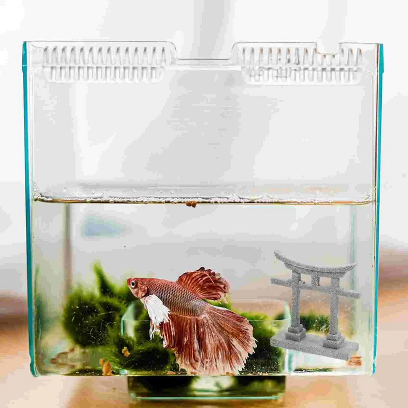 S/L Decor pentru acvariu Poarta Torii japoneza Ornament în miniatură Rezervor de pește Altar de grădină Peisaj Shinto Micro Decorare din gresie