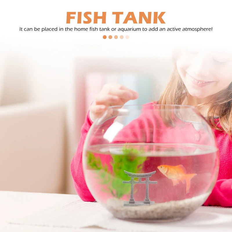 S/L Decor pentru acvariu Poarta Torii japoneza Ornament în miniatură Rezervor de pește Altar de grădină Peisaj Shinto Micro Decorare din gresie