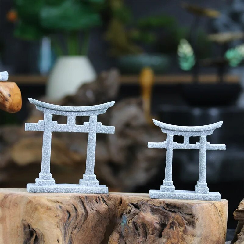 S/L Decor pentru acvariu Poarta Torii japoneza Ornament în miniatură Rezervor de pește Altar de grădină Peisaj Shinto Micro Decorare din gresie