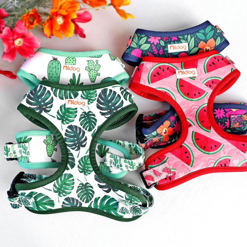 Tinklinis nailono šunų diržų liemenė minkšta paminkštinta šunų kačių liemenė petnešėlė kaktuso spauda mažoms vidutinėms šunų katėms prancūzų buldogas čihuahua