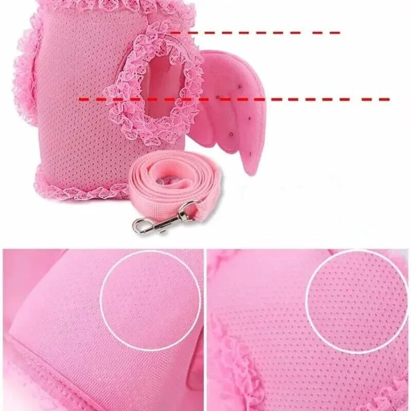 Angel Pet Dog Lese Dantela Mesh Ham Ham Perle Aripa Harnas Reglabil pentru Caini Mici Pisici Accesorii pentru Animale de companie