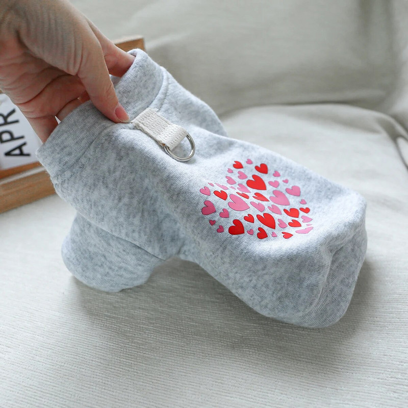 1 vnt. naminių gyvūnėlių drabužiai šunų katės Valentino dienos raudonas meilės paltas su užtrauktuku, tinka mažiems ir vidutinio dydžio šunims