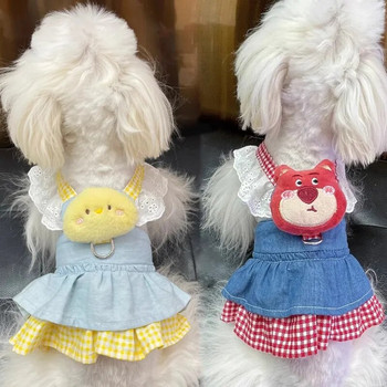 Δαντελένια φορέματα με λουριά για κατοικίδια για μικρά σκυλάκια Puppy Animal Princess Bichon Pomeranian Καλοκαιρινή φθινοπωρινή γάτα τζιν φούστες