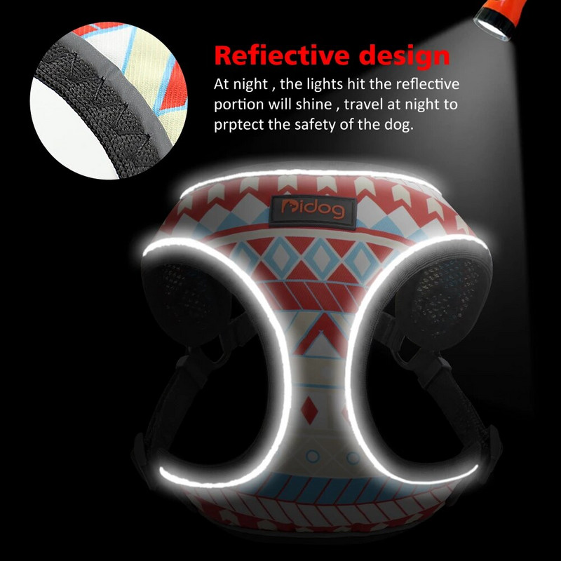 Harnaș reflectorizant din nailon pentru câini, pisici, vestă, imprimat, pentru buldog francez, pentru cățeluș, caini de talie mică, mijlocie, pisici, pentru plimbarea chihuahua