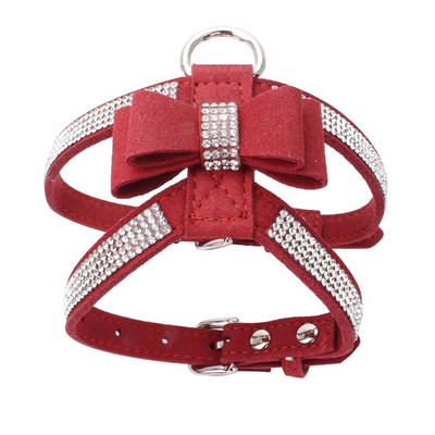 Naminių kačių šuniukų šuniukų aksominės odinės liemenės pakinktai su kalnų krištoliniu akmeniu Bling Blink Butterfly Bow Madingi naminių gyvūnėlių priedai
