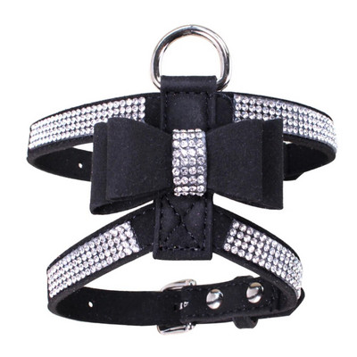 Naminių kačių šuniukų šuniukų aksominės odinės liemenės pakinktai su kalnų krištoliniu akmeniu Bling Blink Butterfly Bow Madingi naminių gyvūnėlių priedai