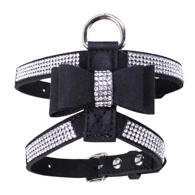 Animal de companie, pisica, câine, cățeluș, catifea, vestă din piele, ham cu strasuri Bling Blink Butterfly arc Moda accesorii pentru animale de companie