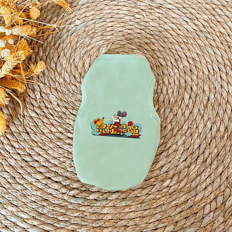 Suņu kaķu apģērbi Jauki multfilmas apdrukāti vasaras mājdzīvnieku T-krekls mazam kucēnam, suņa apģērbs Kaķu mājdzīvnieku veste aksesuāri Klasiski mājdzīvnieku piederumi