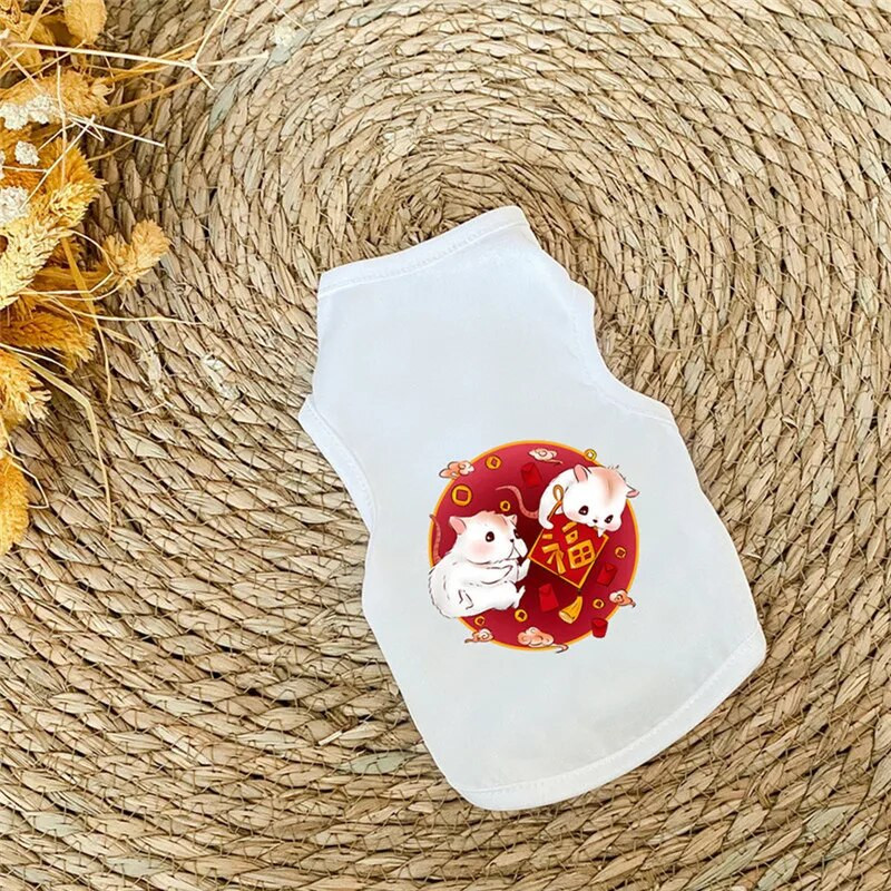 Suņu kaķu apģērbi Jauki multfilmas apdrukāti vasaras mājdzīvnieku T-krekls mazam kucēnam, suņa apģērbs Kaķu mājdzīvnieku veste aksesuāri Klasiski mājdzīvnieku piederumi