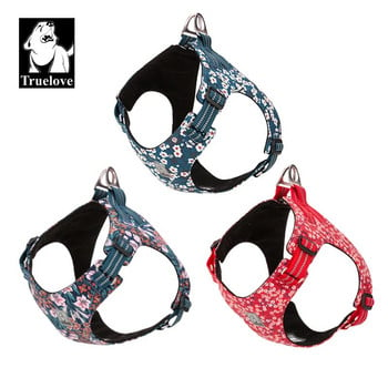 Truelove Pet Harness Floral Floral Doggy Harness Тип жилетка за кучета Верига за разходка на кучета Малко средно кученце Котка с принт памук TLH1912