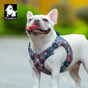 Truelove Pet Harness Floral Floral Doggy Harness Тип жилетка за кучета Верига за разходка на кучета Малко средно кученце Котка с принт памук TLH1912