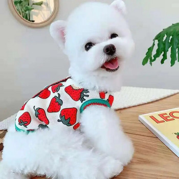 Нов домашен любимец, сладка ягодова жилетка, куче, котка, котка, устойчиви на възли, снежни дрехи с цветя, топло яке за кучета, дизайнерски дрехи за кучета