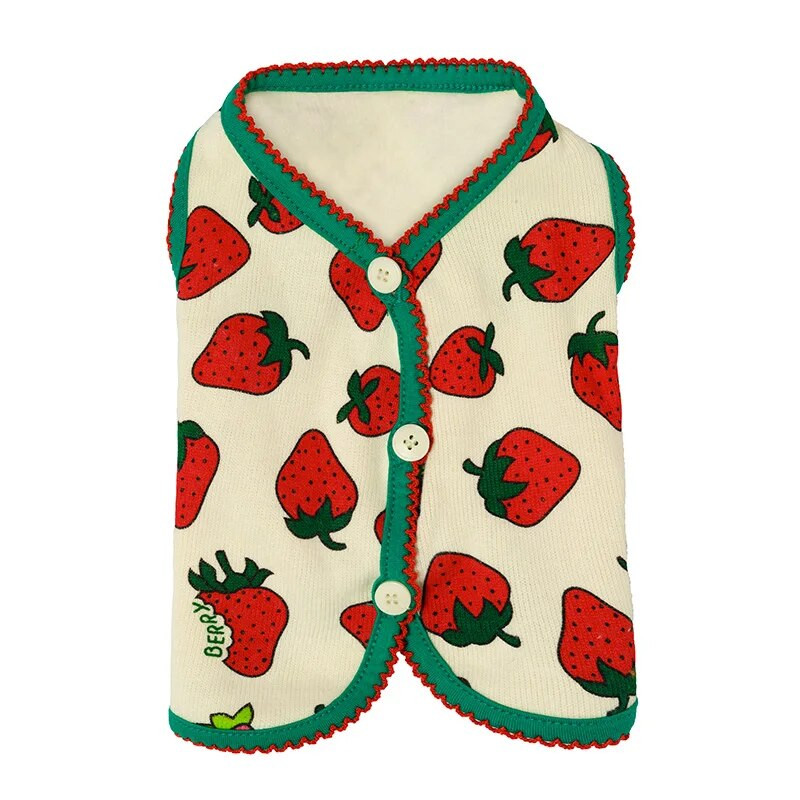 Nové domáce zvieratá, roztomilá jahodová vesta, pes, mačka, mačka, odolná voči uzlom, snehové kvetinové oblečenie Nairy pre psov, teplá bunda, dizajnérske oblečenie pre psov