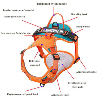Найлонов регулируем колан за кучета Персонализиран колан за кучета Жилетка Светлоотразителна дишаща каишка за носене на домашни любимци за средни и големи кучета
