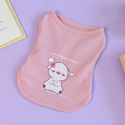 Kačių ir šunų vasariniai drabužiai naminiams gyvūnėliams vasarą Vėsūs ir kvėpuojantys vafliniai drabužiai šunims ir gyvūnėliams mielas spausdinimo viršelis