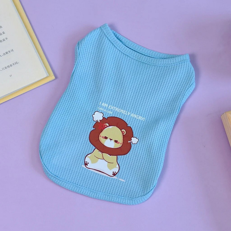 Kačių ir šunų vasariniai drabužiai naminiams gyvūnėliams vasarą Vėsūs ir kvėpuojantys vafliniai drabužiai šunims ir gyvūnėliams mielas spausdinimo viršelis