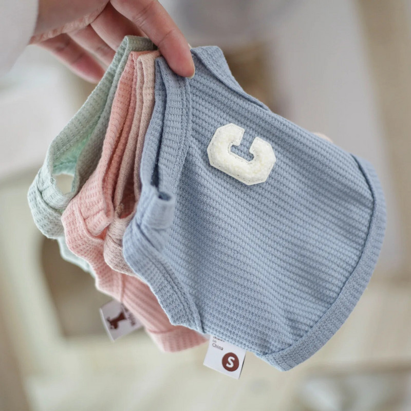 Kevad-suvi kassi koerte riided vahvel lühike vest Bichon Teddy šnautser lemmiklooma vest mugav ja hingav