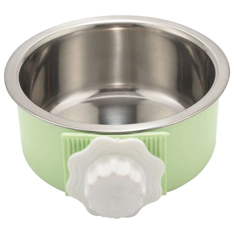 2 dalių dėžės dubuo šuniui, nuimamas nerūdijančio plieno naminių gyvūnėlių veislynas, pakabinamas maistas Vandens tiekimo dubuo narvelio puodukas su šaukštu