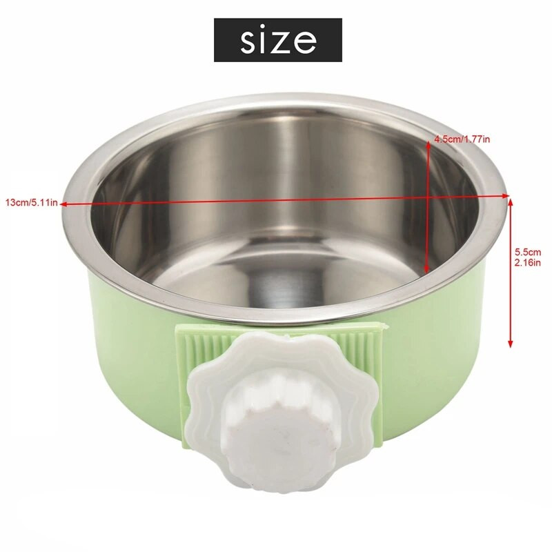 2 dalių dėžės dubuo šuniui, nuimamas nerūdijančio plieno naminių gyvūnėlių veislynas, pakabinamas maistas Vandens tiekimo dubuo narvelio puodukas su šaukštu