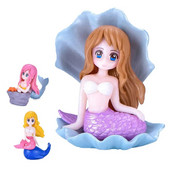 „Shell Mermaid“ mikro kraštovaizdis „pasidaryk pats“ bonsai žuvų bakas Maži papuošalai Animacinių filmų lėlė Jūrų kraštovaizdis PVC „Aquascape“ namų sodo dekoras