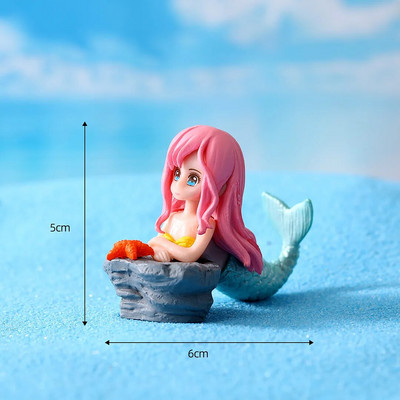 „Shell Mermaid“ mikro kraštovaizdis „pasidaryk pats“ bonsai žuvų bakas Maži papuošalai Animacinių filmų lėlė Jūrų kraštovaizdis PVC „Aquascape“ namų sodo dekoras