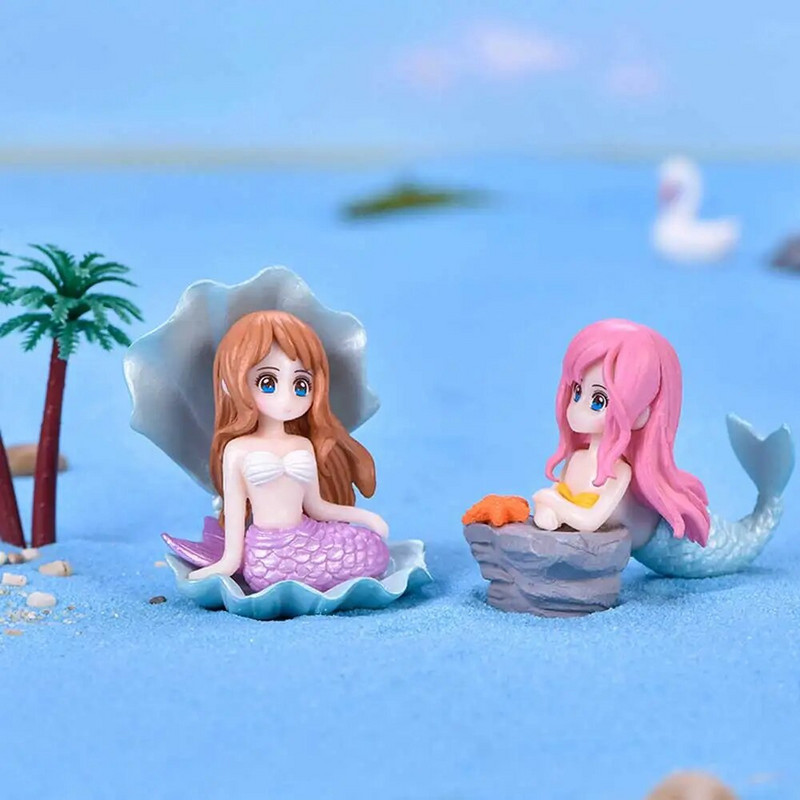 Shell Sirena Micro Landscape Diy Bonsai Fish Tank Mali ukrasi Crtana lutka Morski pejzaž Pvc Aquascape Dekoracija kućnog vrta