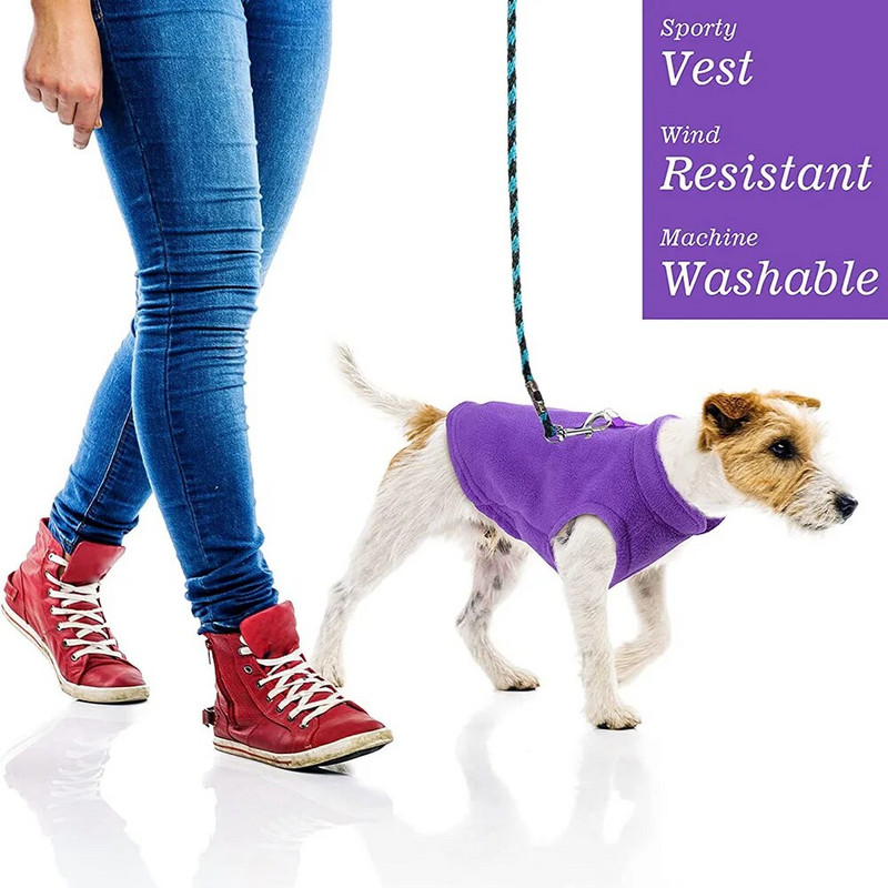 Naminių gyvūnėlių drabužiai šunų vilnos liemenė šaltam orui, megztinis šuniui striukė Žieminiai šunų drabužiai megztinis paltas su pavadėlio žiedu mažiems šunims katė