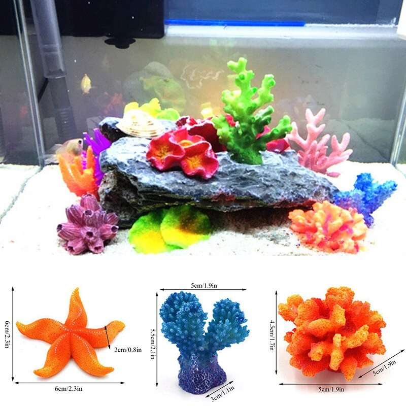 1 buc. Mini accesorii pentru rezervor de pește din rășină, decorare pentru plante de acvariu, coral artificial, drăguț, colorat, pește de coral, ornament acvatic