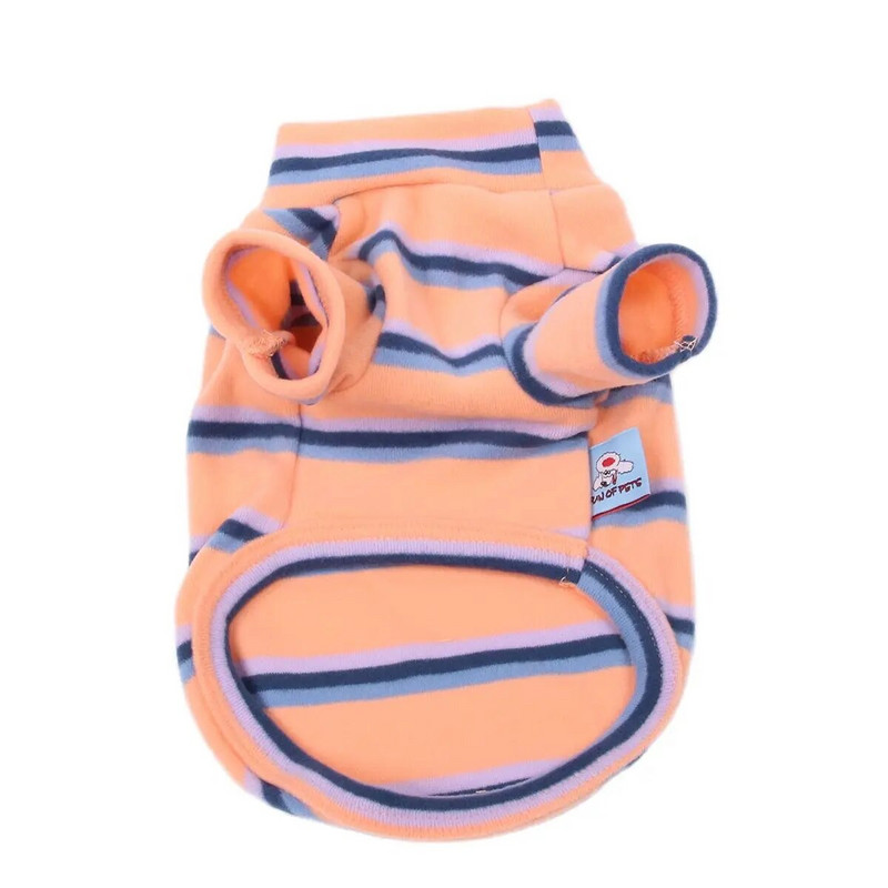 Tricou cu dungi pentru câini de companie Vestă de catifea prietenoasă cu pielea Cățeluș Haine de toamnă/iarnă