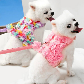 Pearl Angel Wing Dog Harness Mesh Breathable Harness Leash Set for Small Dogs Cat Puppy Chest Collar Pet Dog Walking Accessories