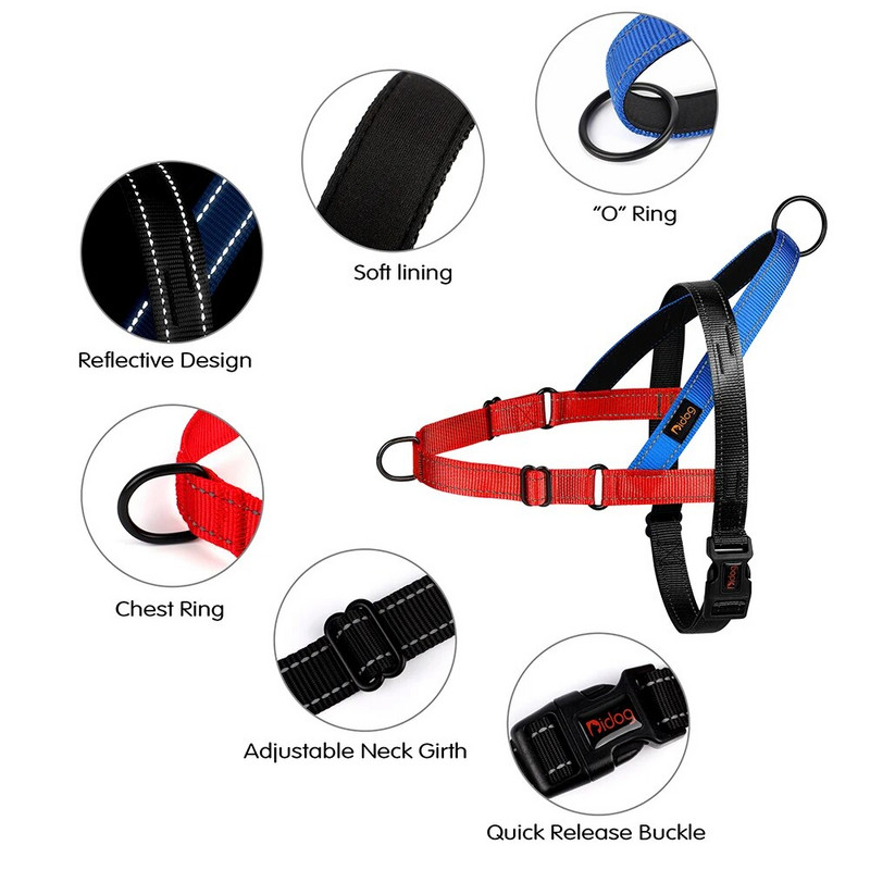 Fényvisszaverő nylon kutyahám Állítható kisállatkutyák edzőhámok No Pull Pet Mopsz Pitbull sétálómellény kis, nagy kutyák számára