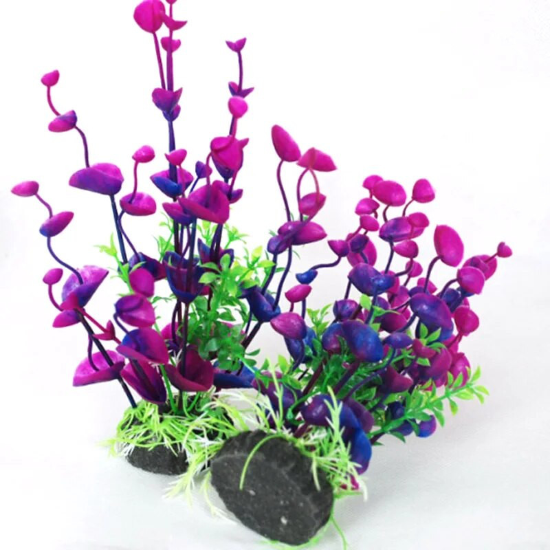 Lila virág mesterséges hamis műanyag növény mesterséges akváriumi növény Akvárium kiegészítők dekoráció dísz víz alatti növény